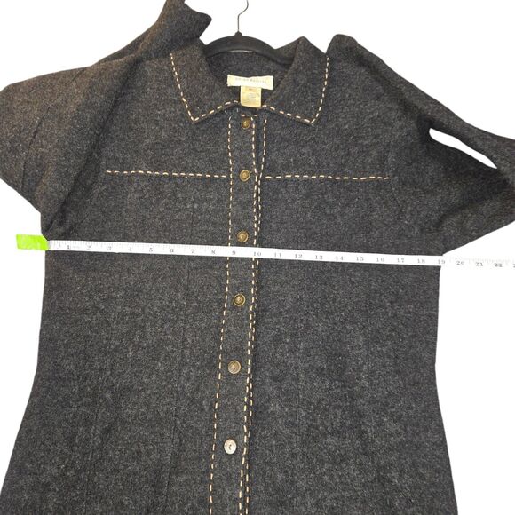 Vintage Susan Bristol Womens Medium Wool Cardigan Gray Hand Embroidered Career - Picture 7 of 9